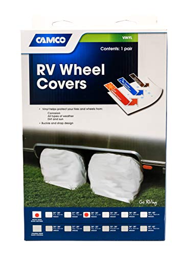 Camco 45323 Vinyl Wheel & Tire Protector, 2 pack (30 inches-32 inches , White)