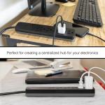 GE Pro 6-Outlet Surge Protector, 4 Ft Extension Cord, 840 Joules, Power Strip, Flat Plug, Integrated Circuit Breaker, Wall Mount, UL Listed, Black, 37051