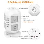 Tower Surge Protector Power Strip 10 ft Cord, TESSAN Long Extension Cord with Multiple Outlets, 8 AC Outlets with 4 USB Ports Charging Station, Home Office Supplies, Dorm Room Essentials
