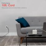 GE 6-Outlet Surge Protector, 2 Pack, 10 Ft Extension Cord, Power Strip, 600 Joules, Flat Plug, Twist-to-Close Safety Covers, Protected Indicator Light, UL Listed, Black, 54646