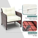 Pamapic 5 Pieces Wicker Patio Furniture Set Outdoor Patio Chairs with Ottomans Conversation Furniture with coffetable for Poorside Garden Balcony(Beige)