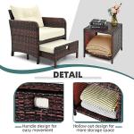 Pamapic 5 Pieces Wicker Patio Furniture Set Outdoor Patio Chairs with Ottomans Conversation Furniture with coffetable for Poorside Garden Balcony(Beige)