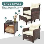 Pamapic 5 Pieces Wicker Patio Furniture Set Outdoor Patio Chairs with Ottomans Conversation Furniture with coffetable for Poorside Garden Balcony(Beige)