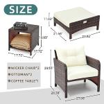 Pamapic 5 Pieces Wicker Patio Furniture Set Outdoor Patio Chairs with Ottomans Conversation Furniture with coffetable for Poorside Garden Balcony(Beige)