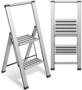 Step Ladder 2 Step Folding, Decorative - Modern Beautiful Aluminum, Ultra Slim Profile, Anti Slip Steps, Sturdy-Portable for Home, Office, Kitchen, Photography Use,by SORFEY