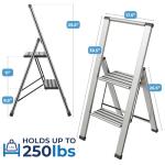 Step Ladder 2 Step Folding, Decorative - Modern Beautiful Aluminum, Ultra Slim Profile, Anti Slip Steps, Sturdy-Portable for Home, Office, Kitchen, Photography Use,by SORFEY