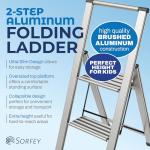 Step Ladder 2 Step Folding, Decorative - Modern Beautiful Aluminum, Ultra Slim Profile, Anti Slip Steps, Sturdy-Portable for Home, Office, Kitchen, Photography Use,by SORFEY