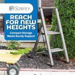 Step Ladder 2 Step Folding, Decorative - Modern Beautiful Aluminum, Ultra Slim Profile, Anti Slip Steps, Sturdy-Portable for Home, Office, Kitchen, Photography Use,by SORFEY