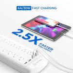 Witeem Surge Protector Power Strip with 12-Outlet (1875W/15A, 4360Joules) and 4 USB Charging Ports (5V/6A, 30W), 6Ft Extension Cord, Wall Mountable Overload Protection Outlet for Home & Office, White