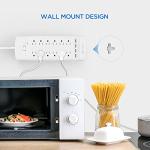 Witeem Surge Protector Power Strip with 12-Outlet (1875W/15A, 4360Joules) and 4 USB Charging Ports (5V/6A, 30W), 6Ft Extension Cord, Wall Mountable Overload Protection Outlet for Home & Office, White