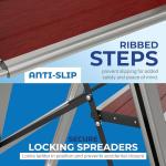 Step Ladder 2 Step Folding, Decorative - Beautiful Mahogany & Silver Aluminum, Ultra Slim Profile, Anti Slip Steps, Sturdy-Portable for Home, Office, Kitchen, Photography Use,by SORFEY