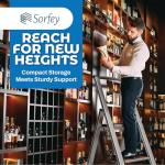 Step Ladder 2 Step Folding, Decorative - Beautiful Mahogany & Silver Aluminum, Ultra Slim Profile, Anti Slip Steps, Sturdy-Portable for Home, Office, Kitchen, Photography Use,by SORFEY