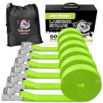 Cartman 1" x 12'Lashing Straps Cargo Tie-Down Strap Up to 600lbs, 6pk in Carry Bag, Green