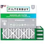 Filterbuy 12x12x2 Air Filter MERV 8 Dust Defense (4-Pack), Pleated HVAC AC Furnace Air Filters Replacement (Actual Size: 11.75 x 11.75 x 1.75 Inches)