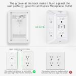 USB Wall Charger, Surge Protector, POWRUI 6-Outlet Extender with 2 USB Charging Ports (2.4A Total) and Night Light, 3-Sided Power Strip with Adapter Spaced Outlets - White，ETL Listed