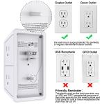 USB Wall Charger, Surge Protector, POWRUI 6-Outlet Extender with 2 USB Charging Ports (2.4A Total) and Night Light, 3-Sided Power Strip with Adapter Spaced Outlets - White，ETL Listed