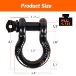 Ohuhu D Ring Shackles 3/4" 2 Pack, D Shackle Rugged 28.5 Ton (57,000 lbs) Maximum Break Strength, 4.75 Ton (9,500 Lbs) Capacity