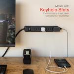 GE 6-Outlet Power Strip, 6 Ft Extension Cord, Heavy Duty Plug, Grounded, Integrated Circuit Breaker, 3-Prong, Wall Mount, UL Listed, Black, 14088