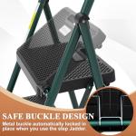 4 Step Ladder, HBTower Folding Step Stool with Tool Platform, Wide Anti-Slip Pedal, Sturdy Steel Ladder, Convenient Handgrip, Lightweight 330lbs Portable Steel Step Stool, Green and Black