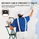 4 Step Ladder, HBTower Folding Step Stool with Tool Platform, Wide Anti-Slip Pedal, Sturdy Steel Ladder, Convenient Handgrip, Lightweight 330lbs Portable Steel Step Stool, Green and Black