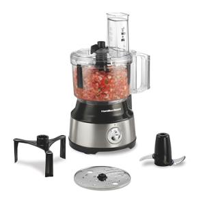 Hamilton Beach Food Processor & Vegetable Chopper for Slicing, Shredding, Mincing, and Puree, 10 Cups + Easy Clean Bowl Scraper, Stainless Steel (70730)
