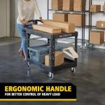 Rubbermaid Commercial Products 2-Shelf Utility/Service Cart, Medium, Flat Shelves, Ergonomic Handle, 500 lbs. Capacity, for Warehouse/Garage/Cleaning/Manufacturing (FG452500BLA)