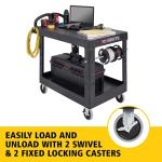 Rubbermaid Commercial Products 2-Shelf Utility/Service Cart, Medium, Flat Shelves, Ergonomic Handle, 500 lbs. Capacity, for Warehouse/Garage/Cleaning/Manufacturing (FG452500BLA)