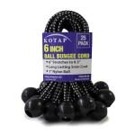 Kotap BB-6B Ball Bungee Cord, Heavy-Duty & Versatile, Indoor & Outdoor, Tarp Tie-Down, Organize & Secure, 6-Inch, Black, 25 Pack