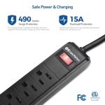 Cable Matters 2-Pack 6 Outlet Surge Protector Power Strip with USB, 12 ft Long Extension Cord (Surge Protector with USB Ports) in Black