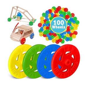 You Make Plastic Project Wheels with 1/8" Hole - Pack of 100 pcs - Designed for Science and Engineering Car Projects