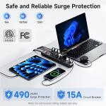 Cable Matters 2-Pack 6 Outlet Surge Protector Power Strip with USB, 8 ft Long Extension Cord (Surge Protector with USB Ports) in Black