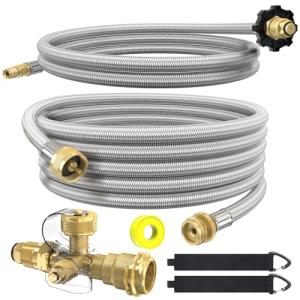 Brass 4-Port Propane Tee Kit with Hoses