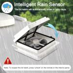 EcoSynic Quiet RV Roof Vent with Rain Sensor, Automatic RV Vent with Reversible Ventilation, 12 Volt RV Fan with Max Air, 14" x 14" RV Ceiling Fan Replacement for Enclosed Trailer, Motorhome, Van