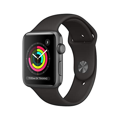 Apple Watch Series 3 [GPS 42mm] Smart Watch w/Space Gray Aluminum Case & Black Sport Band. Fitness & Activity Tracker, Heart Rate Monitor, Retina Display, Water Resistant