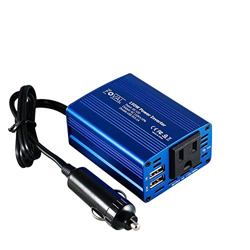 Foval Power Inverter DC 12V to 110V AC Converter with 3.1A Dual USB Car Charger