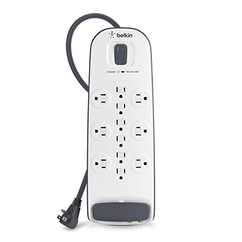 Belkin 12-Outlet Advanced Power Strip Surge Protector, 8ft Cord, Telephone And Coaxial Protection, 3996 Joules