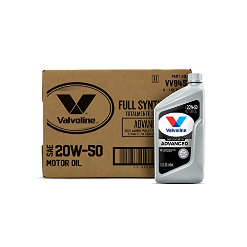 Valvoline Advanced Full Synthetic SAE 20W-50 Motor Oil 1QT, Case of 6 (Packaging May Vary)