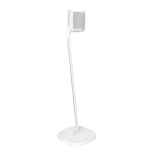GT STUDIO Speaker Stands for Sonos One, One SL, Play:1, Play:3, Premium Design Improves Surround Sound Heavy Base Complete Cord Concealment - (Single, White)