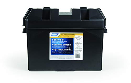 Camco Large Battery Box with Straps and Hardware - Group 27, 30, 31 |Safely Stores RV, Automotive, and Marine Batteries | Measures Inside 7-1/4" x 13-1/4" x 8-5/8" | (55372)