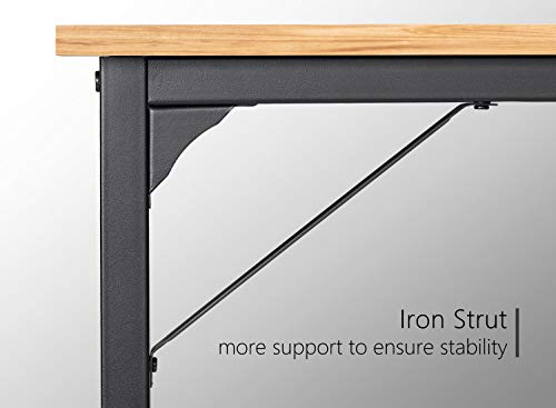 CubiCubi Computer Desk 55" Study Writing Table for Home Office, Modern Simple Style PC Desk, Black Metal Frame, Walnut