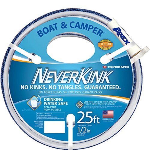 Teknor Apex NeverKink 7612-25, Boat and Camper, Drinking Water Safe Hose, 1/2-Inch by 25-Feet Hose