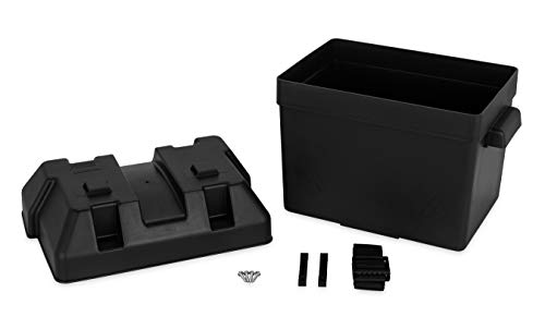 Camco Heavy Duty Battery Box with Straps and Hardware - Group 24 |Safely Stores RV, Automotive, and Marine Batteries |Durable Anti-Corrosion Material | Measures 7-1/4" x 10-3/4" x 8" | (55362)