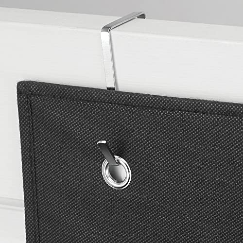 mDesign Fabric Hanging Organizers for Over The Door Storage in Bedroom/Hallway Closets, 3 Pocket Organizer Caddy, Hooks for Clothing, Accessories, Lido Collection, Textured Print, Charcoal Gray/Black