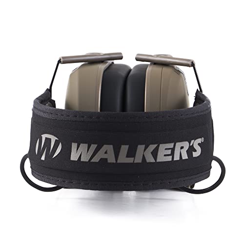 Walker's Razor Slim Shooter Electronic Hunting Folding Hearing Protection Earmuffs with 23dB Noise Reduction and Sound Amplification, Dark Earth