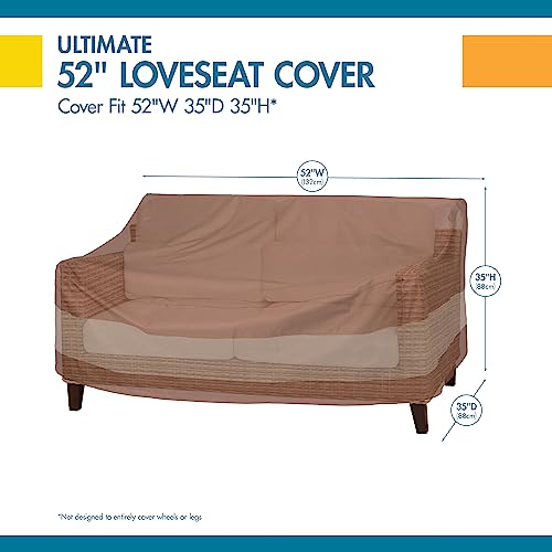 Duck Covers Ultimate Waterproof Patio Loveseat Cover, 52 Inch, Mocha Cappuccino