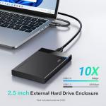 UGREEN 2.5" Hard Drive Enclosure USB 3.0 to SATA III Adapter Supports 2.5 Inch SSD & HDD 9.5mm 7mm External Hard Drive Enclosure with UASP Compatible with WD Seagate Toshiba Samsung Hitachi - Black