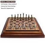 Wooden Chess Set with Metal Pieces – 14 Inches