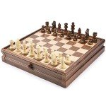 AMEROUS 15" Wooden Chess and Checkers Set