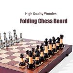Large Wooden Folding Chess Set with Weighted Pieces