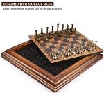 Wooden Chess Set with Metal Pieces – 14 Inches